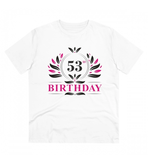 Generic Men's PC Cotton 53rd Birthday Printed T Shirt (Color: White, Thread Count: 180GSM)