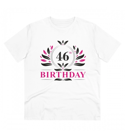 Generic Men's PC Cotton 46th Birthday Printed T Shirt (Color: White, Thread Count: 180GSM)
