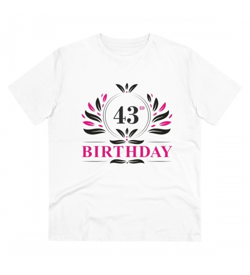 Generic Men's PC Cotton 43rd Birthday Printed T Shirt (Color: White, Thread Count: 180GSM)