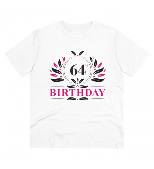 Generic Men's PC Cotton 64th Birthday Printed T Shirt (Color: White, Thread Count: 180GSM)