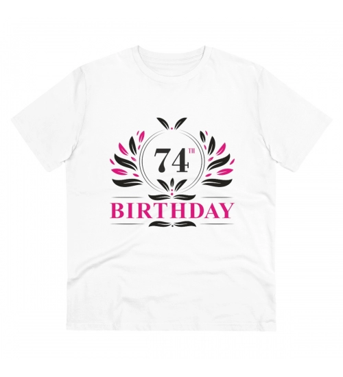 Generic Men's PC Cotton 74th Birthday Printed T Shirt (Color: White, Thread Count: 180GSM)