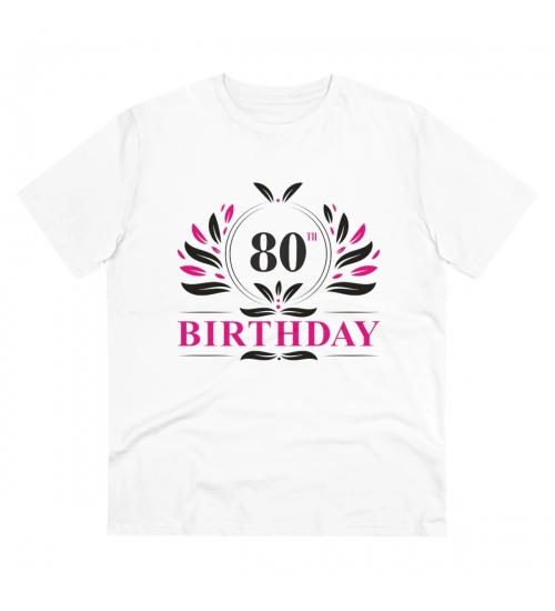Generic Men's PC Cotton 80th Birthday Printed T Shirt (Color: White, Thread Count: 180GSM)