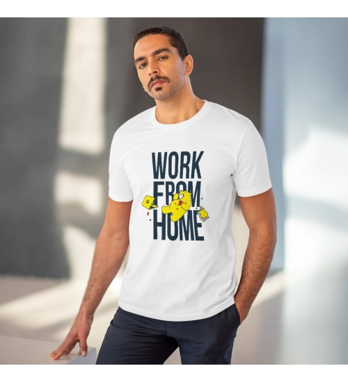 Generic Men's PC Cotton Work From Home Desing Printed T Shirt (Color: White, Thread Count: 180GSM)