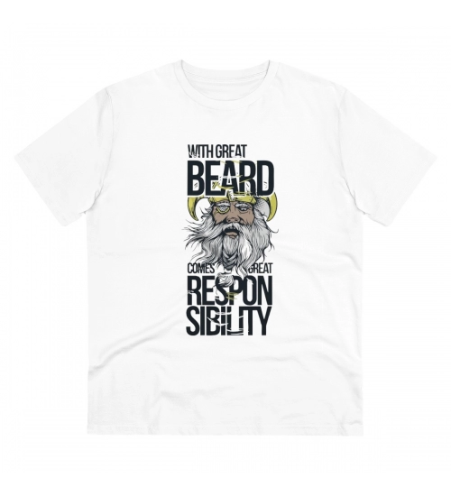 Generic Men's PC Cotton With Great Beard Comes Printed T Shirt (Color: White, Thread Count: 180GSM)