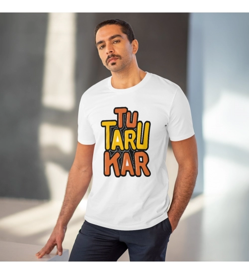 Generic Men's PC Cotton Tu Taru Kar Printed T Shirt (Color: White, Thread Count: 180GSM)
