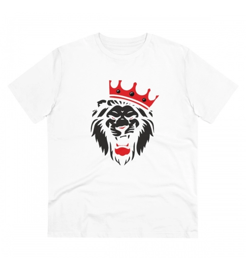 Generic Men's PC Cotton Lion Logo Printed T Shirt (Color: White, Thread Count: 180GSM)
