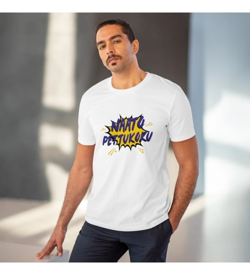 Generic Men's PC Cotton Telugu Desing Printed T Shirt (Color: White, Thread Count: 180GSM)