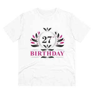 Generic Men's PC Cotton 27th Birthday Printed T Shirt (Color: White, Thread Count: 180GSM)