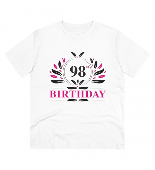 Generic Men's PC Cotton 98th Birthday Printed T Shirt (Color: White, Thread Count: 180GSM)