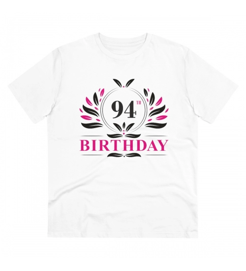 Generic Men's PC Cotton 94th Birthday Printed T Shirt (Color: White, Thread Count: 180GSM)