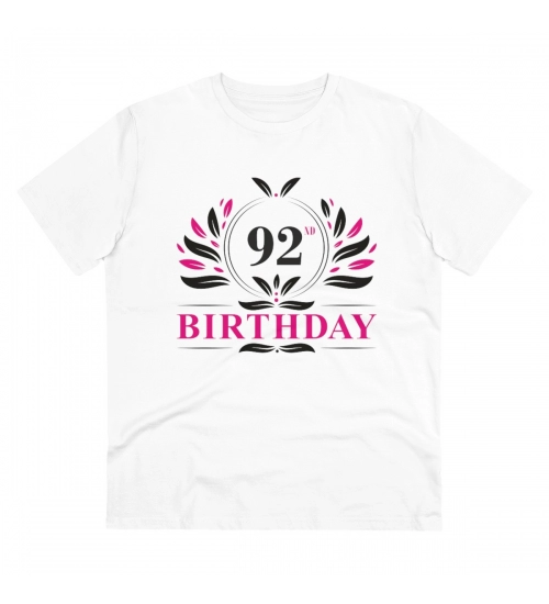 Generic Men's PC Cotton 92nd Birthday Printed T Shirt (Color: White, Thread Count: 180GSM)