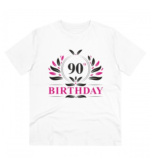 Generic Men's PC Cotton 90th Birthday Printed T Shirt (Color: White, Thread Count: 180GSM)