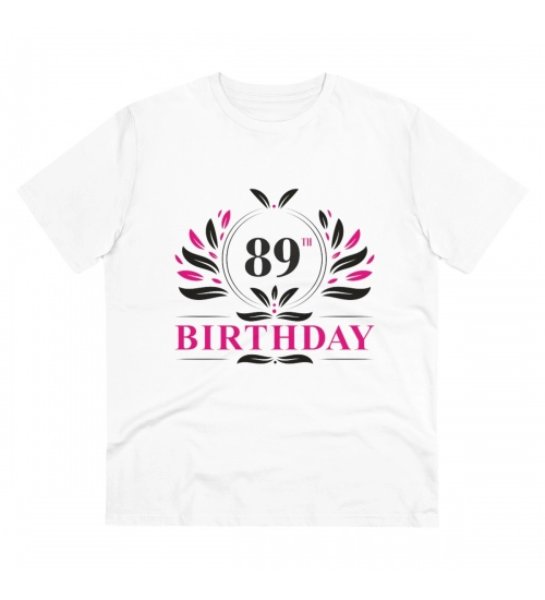 Generic Men's PC Cotton 89th Birthday Printed T Shirt (Color: White, Thread Count: 180GSM)