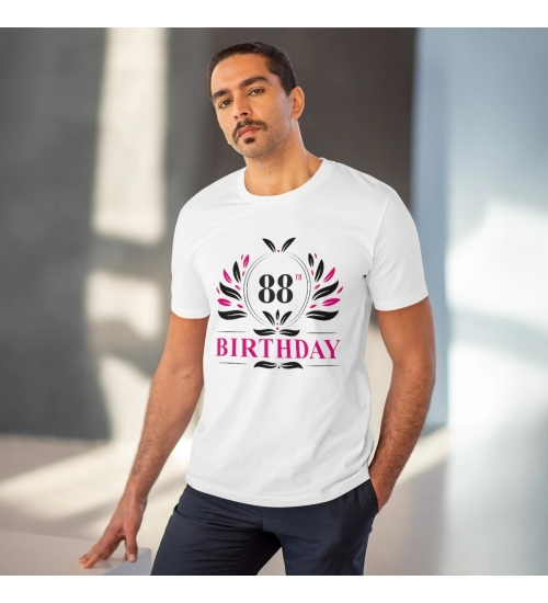 Generic Men's PC Cotton 88th Birthday Printed T Shirt (Color: White, Thread Count: 180GSM)