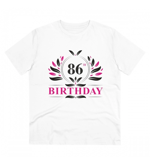 Generic Men's PC Cotton 86th Birthday Printed T Shirt (Color: White, Thread Count: 180GSM)