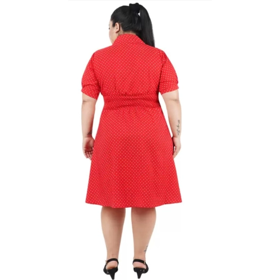 Generic Women's Cinched Waist Red Dress (Color:Red, Material:Poly Crepe)