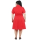 Generic Women's Cinched Waist Red Dress (Color:Red, Material:Poly Crepe)