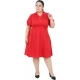 Generic Women's Cinched Waist Red Dress (Color:Red, Material:Poly Crepe)