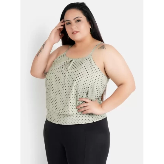 Generic Women's Casual Sleeveless Polka Print Green Top (Color:Grey, Material:Crepe)
