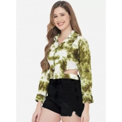 Generic Women's Casual Printed Green Top (Color:Green, Material:Rayon)
