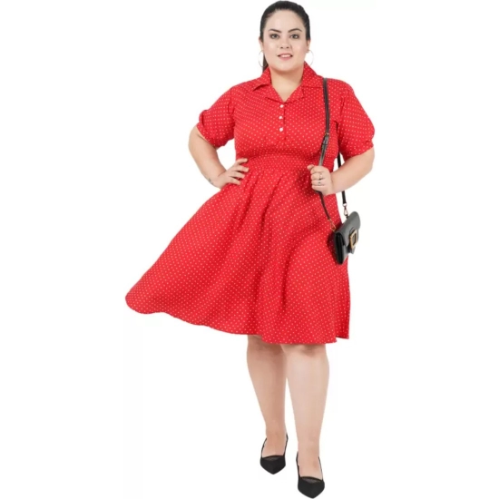 Generic Women's Cinched Waist Red Dress (Color:Red, Material:Poly Crepe)