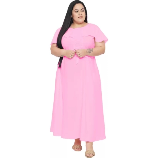 Generic Women's Fit And Flare Pink Dress (Color:Pink, Material:Polyester)