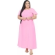 Generic Women's Fit And Flare Pink Dress (Color:Pink, Material:Polyester)
