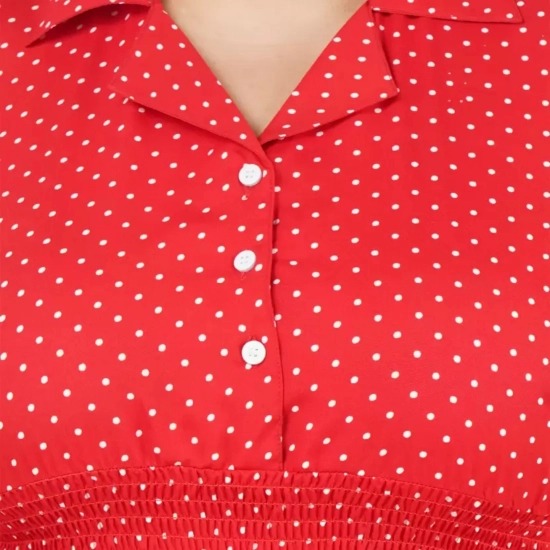 Generic Women's Cinched Waist Red Dress (Color:Red, Material:Poly Crepe)