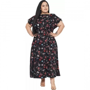 Generic Women's Fit And Flare Black Dress (Color:Black, Material:Polyester) Generic Women's Fit And Flare Black Dress (Color:Black, Material:Polyester)