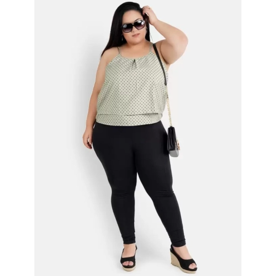 Generic Women's Casual Sleeveless Polka Print Green Top (Color:Grey, Material:Crepe)