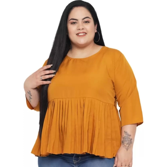 Generic Women's Casual Solid Yellow Top (Color:Yellow, Material:Polyester)