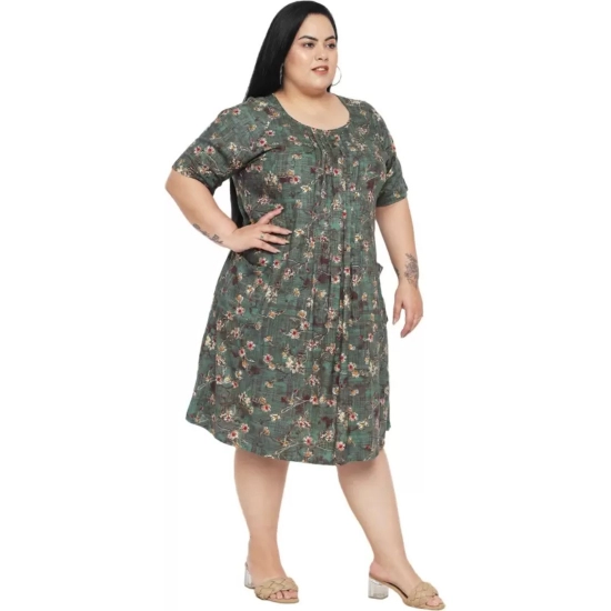 Generic Women's A-Line Green Dress (Color:Green, Material:Rayon)