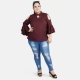 Generic Women's Casual Juliet Sleeve Solid Maroon Top (Color:Maroon, Material:Crepe) Generic Women's Casual Juliet Sleeve Solid Maroon Top (Color:Maroon, Material:Crepe)