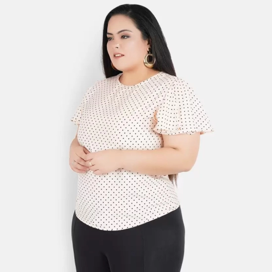 Generic Women's Casual Flutter Sleeve Printed Pink Top (Color:Pink, Material:Crepe)