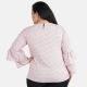 Generic Women's Casual Flute Sleeve Printed Pink Top (Color:Pink, Material:Crepe)