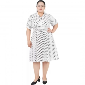 Generic Women's Cinched Waist White Dress (Color:White, Material:Poly Crepe) Generic Women's Cinched Waist White Dress (Color:White, Material:Poly Crepe)