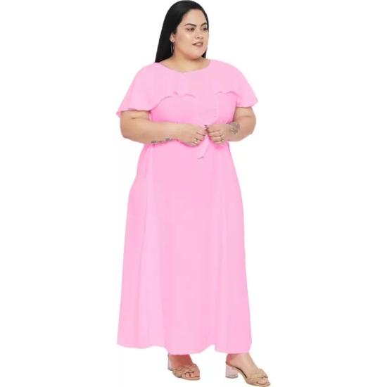 Generic Women's Fit And Flare Pink Dress (Color:Pink, Material:Polyester)