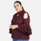 Generic Women's Casual Juliet Sleeve Solid Maroon Top (Color:Maroon, Material:Crepe) Generic Women's Casual Juliet Sleeve Solid Maroon Top (Color:Maroon, Material:Crepe)