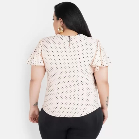 Generic Women's Casual Flutter Sleeve Printed Pink Top (Color:Pink, Material:Crepe)