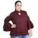 Generic Women's Casual Juliet Sleeve Solid Maroon Top (Color:Maroon, Material:Crepe) Generic Women's Casual Juliet Sleeve Solid Maroon Top (Color:Maroon, Material:Crepe)