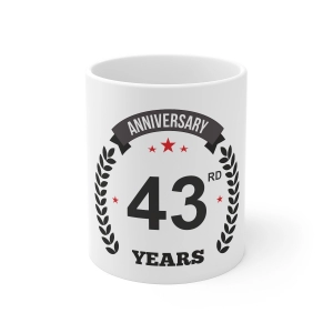 Generic Ceramic 43rd Anniversary Printed Coffee Mug (Color: White, Capacity:330ml)
