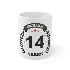 Generic Ceramic 14th Anniversary Printed Coffee Mug (Color: White, Capacity:330ml) Generic Ceramic 14th Anniversary Printed Coffee Mug (Color: White, Capacity:330ml)