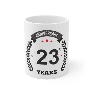 Generic Ceramic 23rd Anniversary Printed Coffee Mug (Color: White, Capacity:330ml)