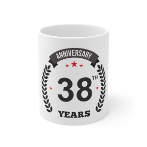 Generic Ceramic 38th Anniversary Printed Coffee Mug (Color: White, Capacity:330ml)