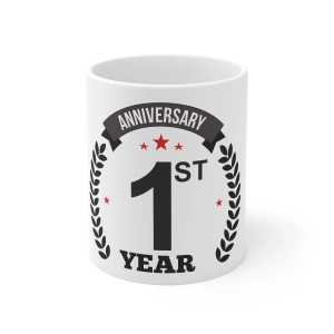 Generic Ceramic 1st Anniversary Printed Coffee Mug (Color: White, Capacity:330ml)