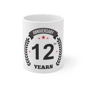 Generic Ceramic 12th Anniversary Printed Coffee Mug (Color: White, Capacity:330ml) Generic Ceramic 12th Anniversary Printed Coffee Mug (Color: White, Capacity:330ml)