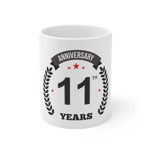 Generic Ceramic 11th Anniversary Printed Coffee Mug (Color: White, Capacity:330ml) Generic Ceramic 11th Anniversary Printed Coffee Mug (Color: White, Capacity:330ml)
