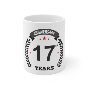 Generic Ceramic 17th Anniversary Printed Coffee Mug (Color: White, Capacity:330ml)