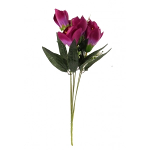 Generic Artificial Flowers Bunch Bouquet Of Daffodil Tulip Flowers For Home Decoration (Purple, Material:Silk, Polyester)
