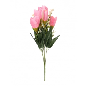 Generic Artificial Flowers Bunch Bouquet Of Daffodil Tulip Flowers For Home Decoration (Light Pink, Material:Silk, Polyester)